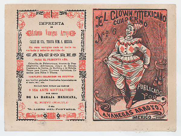 José Guadalupe Posada, Cover for 'El Clown Mexicano: Cuaderno No. 6', a clown tugging at his pants