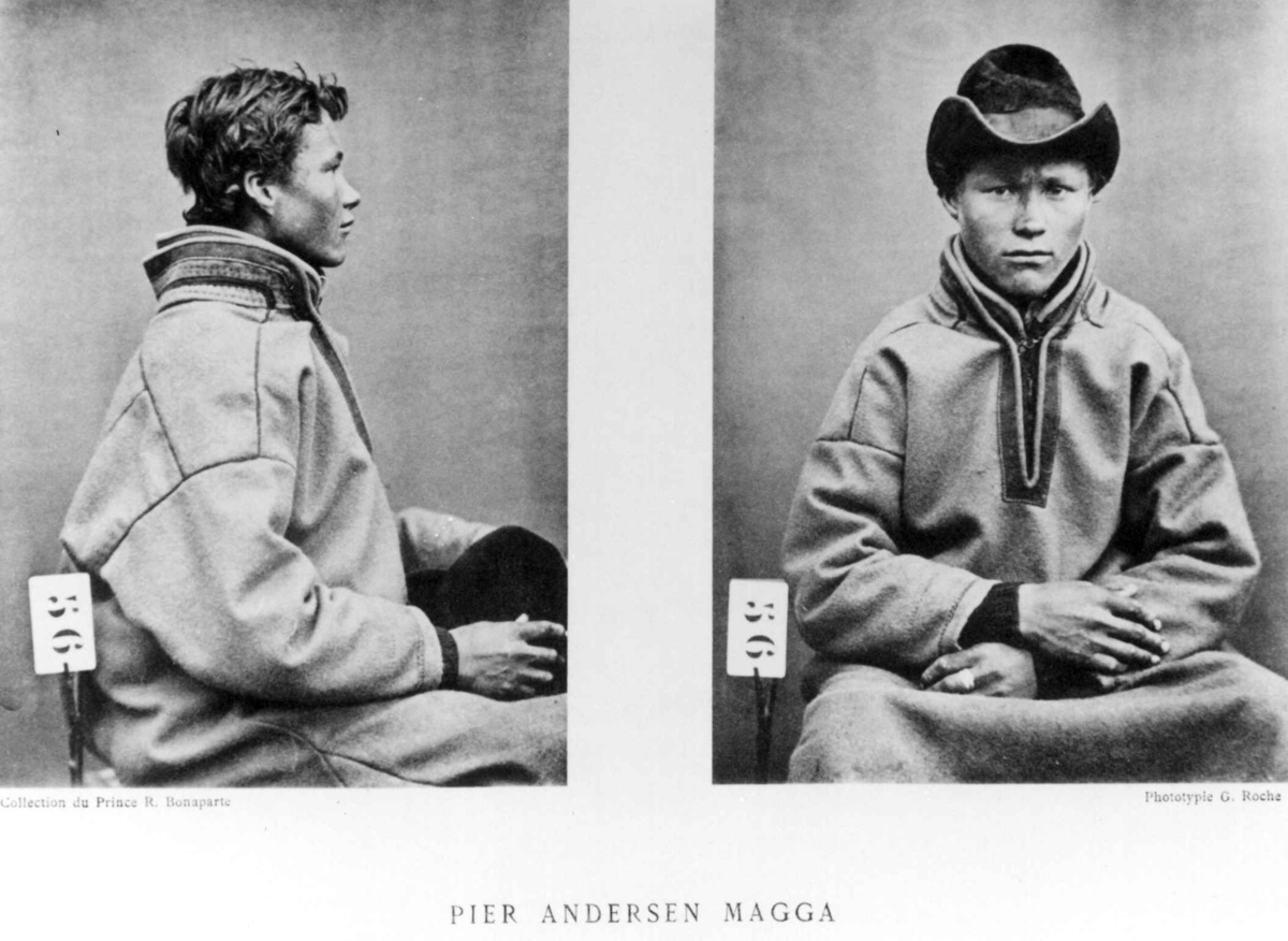 G. Roche, Roland Bonaparte sin samling. Portrett av Pier Andersen Magga. Inngår i Bonapartes sameportretter som nr. 56. Bonaparte