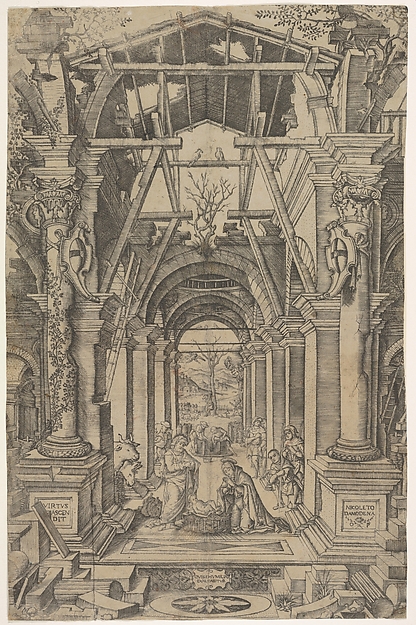Nicoletto da Modena, The Nativity and Adoration of the Shepherds