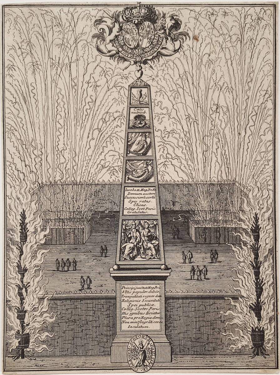 Anonym, Feuerwerksgerüst des Schottischen Kollegs in Paris am 8. Juli 1688 anläßlich der Geburt des englischen Thronfolgers Jakob Franz Eduard Stuart