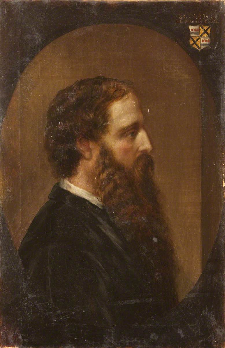 Rebecca Dulcibella Orpen, Edward Heneage Dering (1826-1892), in profile to the right, in a painted oval