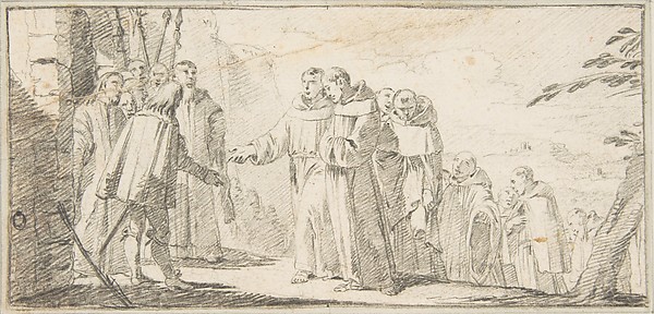 Giovanni Battista Tiepolo, Illustration for a Book:  Reception of Monks at a City Gate