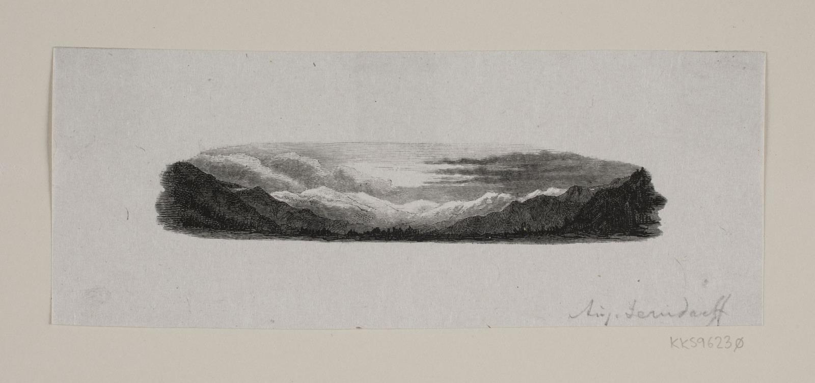 F. Hendriksen, Vignet. Sneklædte bjerge