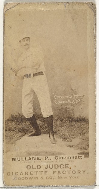 Goodwin & Company, Anthony John "Tony" Mullane, Pitcher, Cincinnati, from the Old Judge series (N172) for Old Judge Cigarettes