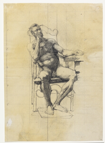 Carl Bloch, Mandlig modelfigur. Studie til Frederik III's figur på Universitetsbillede 1887-89