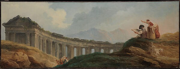 Hubert Robert, A Colonnade in Ruins