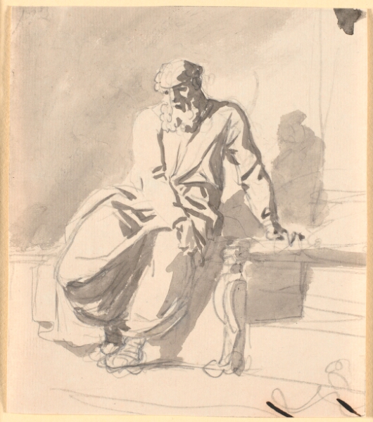 Nicolai Abildgaard, En siddende antik mandsfigur, antagelig Anacreon