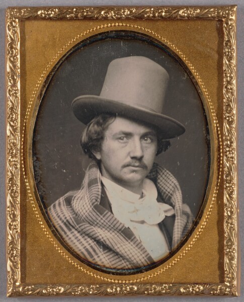 Unknown, [Portrait of a Moustachioed man wearing a large, tall hat]