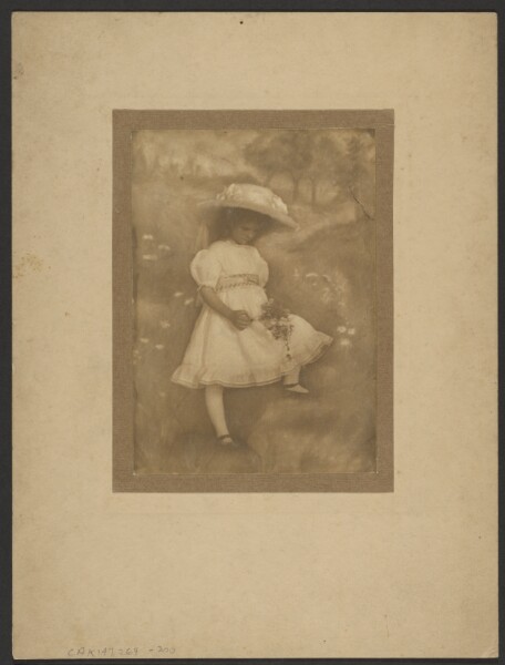 Louis Fleckenstein, [Portrait of a Girl with Flowers Before Painted Backdrop]