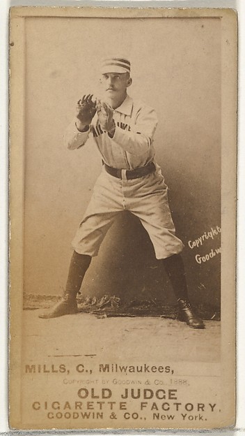 Goodwin & Company, Lynn Mills, Catcher, Milwaukee, from the Old Judge series (N172) for Old Judge Cigarettes