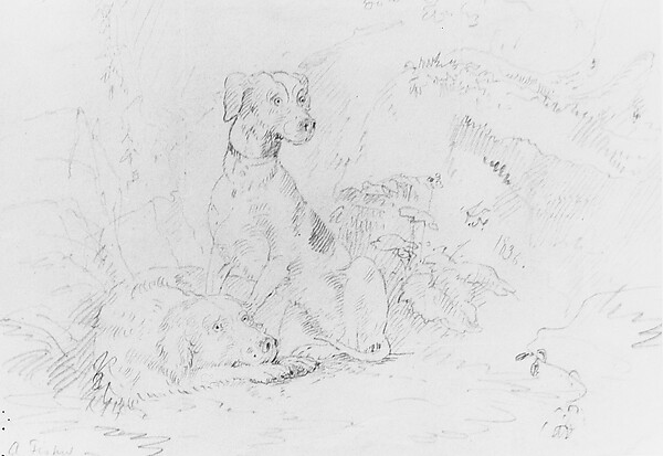 Alvan Fisher, Scene with Dogs (from McGuire Scrapbook)