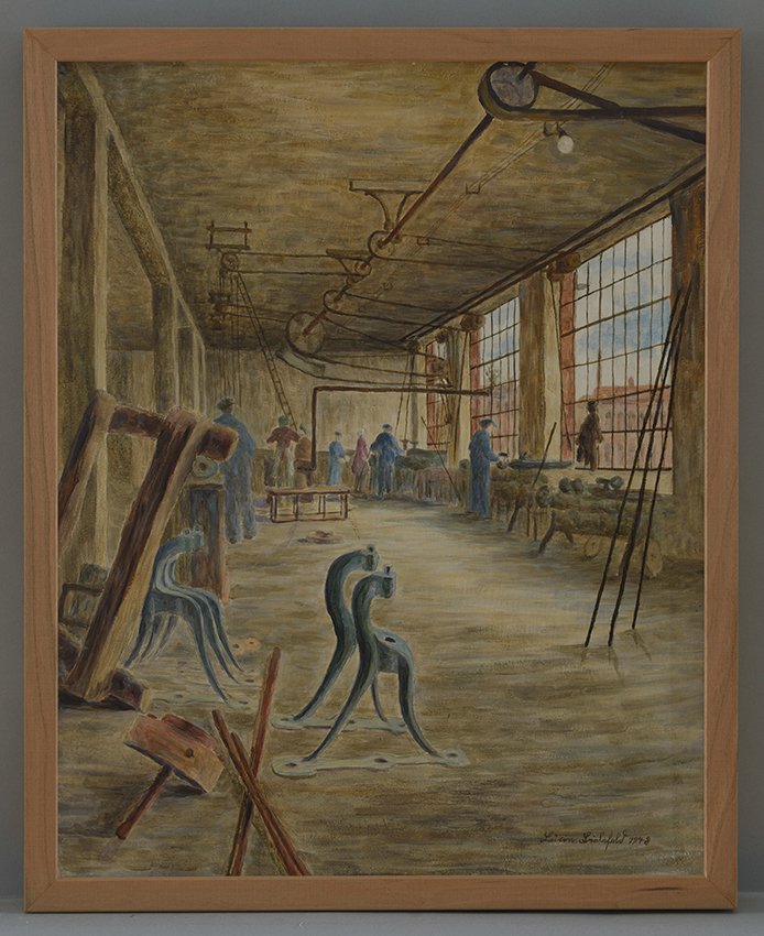 Lucie Bielefeld, Aufbau der Maschinenhalle im Traktorenwerk Brandenburg (Havel), Winter 1948/49