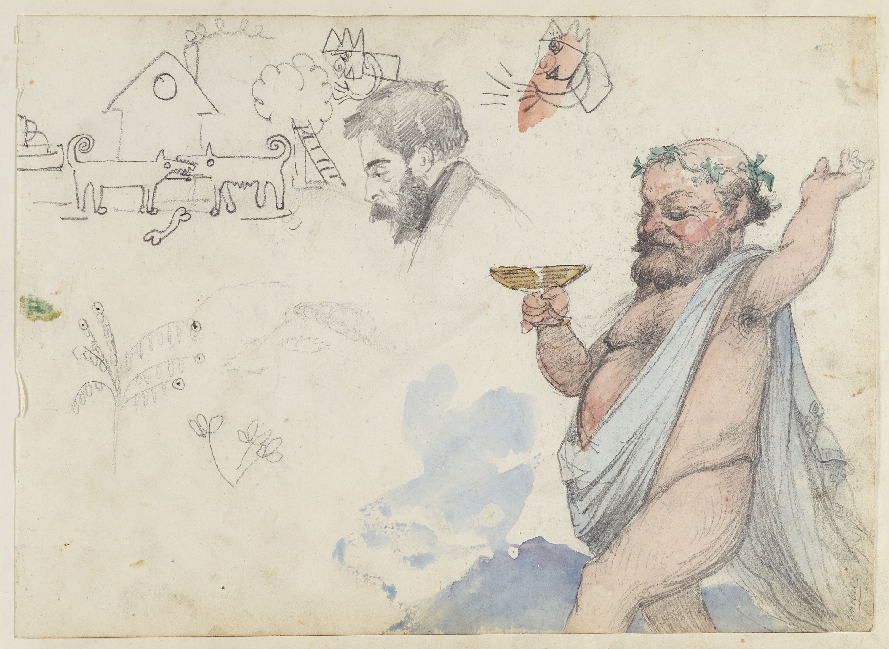 Anonyme, Portrait-charge de Knobel au recto et de Bénouville au verso