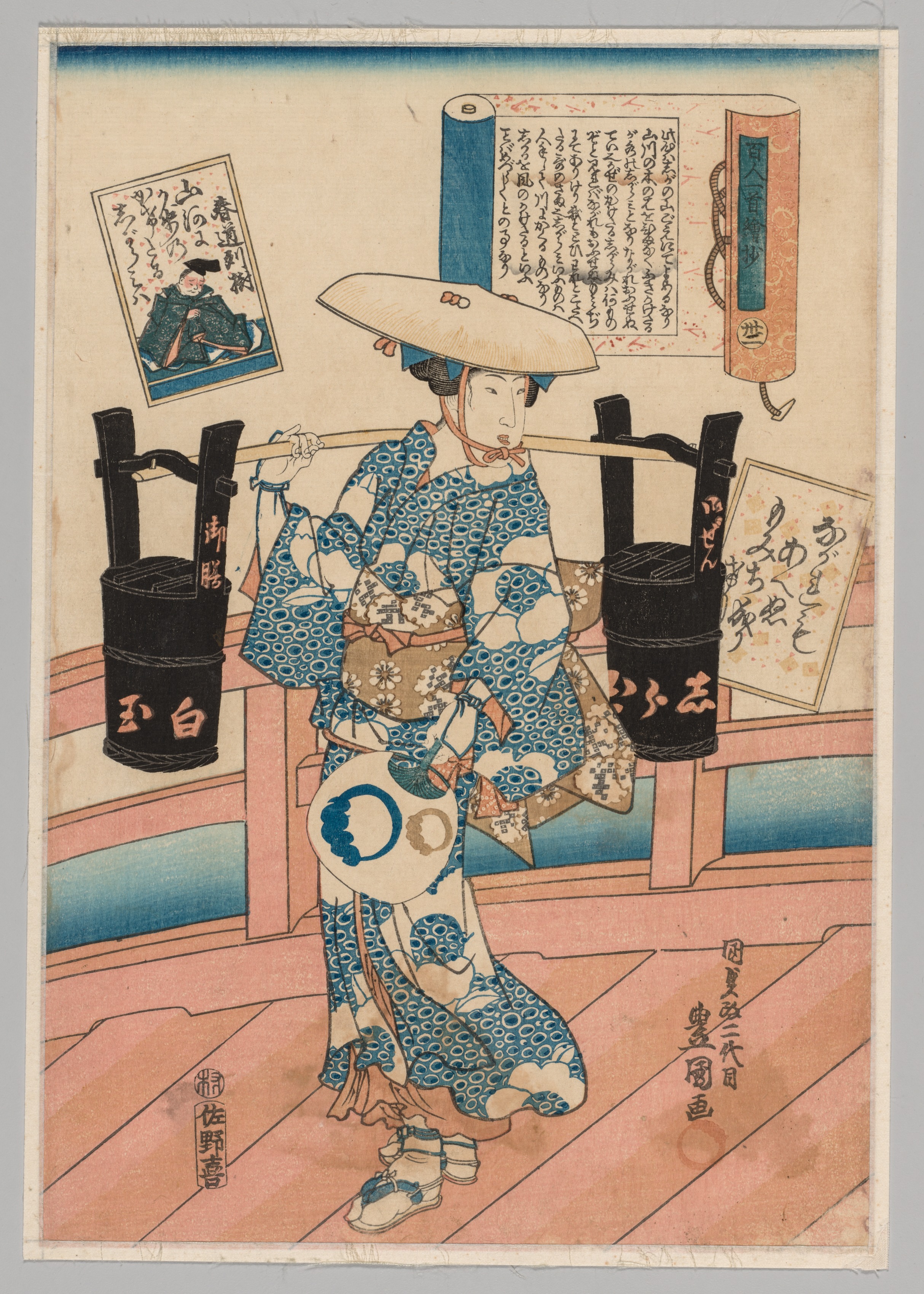 Utagawa Kunisada, Harumichi no Tsuraki from the series A Pictorial Commentary on One Hundred Poems by One Hundred Poets, no. 31