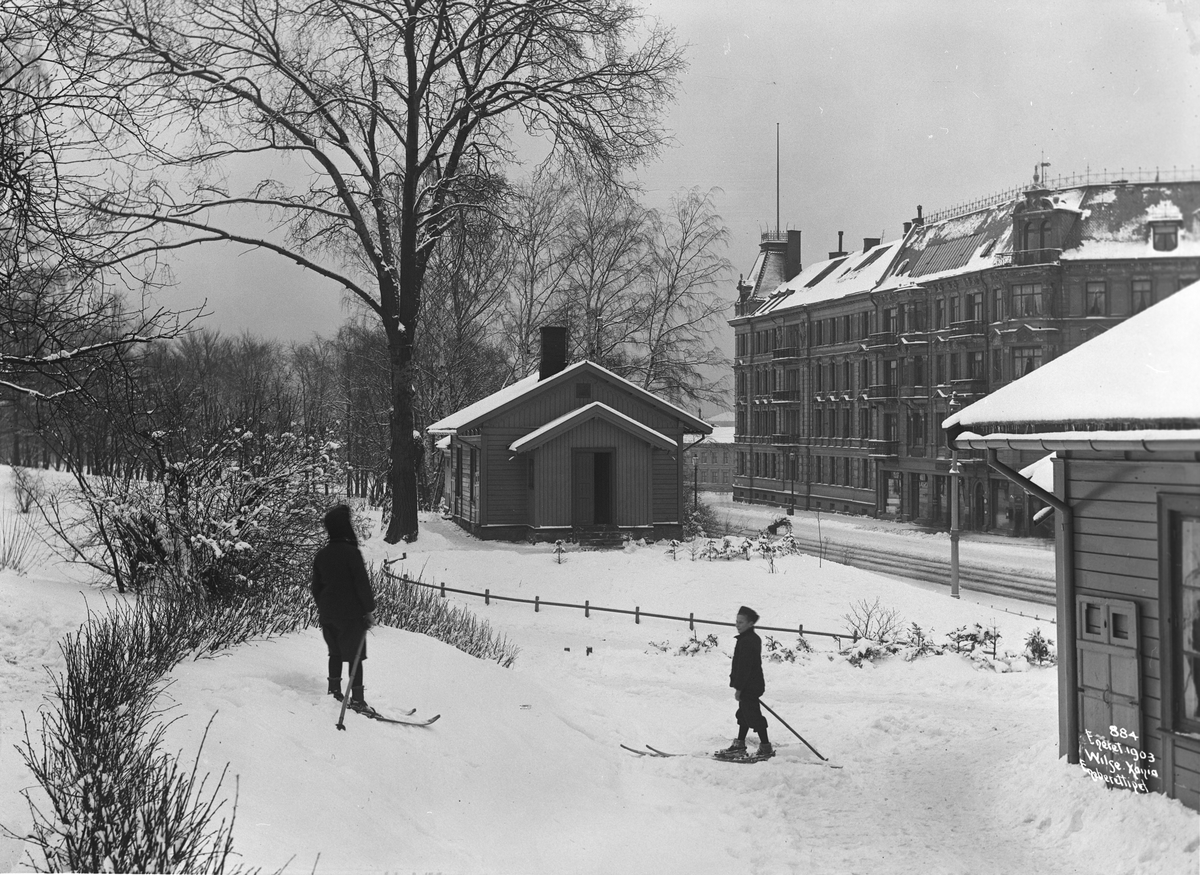 Anders Beer Wilse, Prot: Vinter - Portnerstue Slotsparken mot Drammensveien 1903