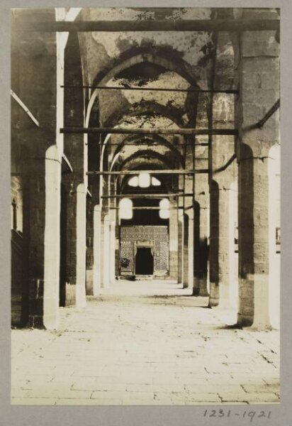 K.A.C. Creswell, Prayer hall looking south west over female mausoleum entrance, Funerary khanqah of Mamluk Sultan Faraj Ibn Barquq, Cairo