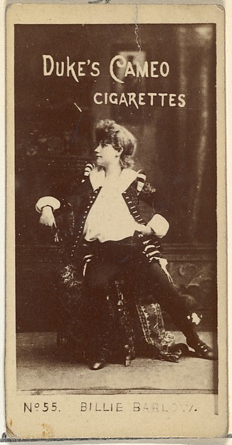W. Duke, Sons & Co., Card Number 55, Billie Barlow, from the Actors and Actresses series (N145-4) issued by Duke Sons & Co. to promote Cameo Cigarettes