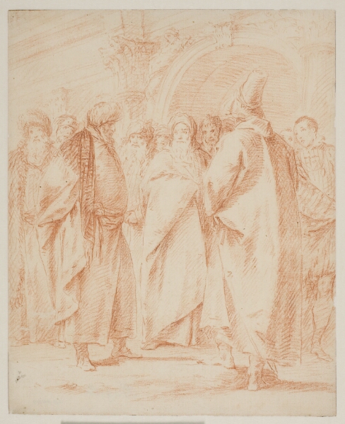 Giovanni Battista Tiepolo, En gruppe mænd samlet foran en port