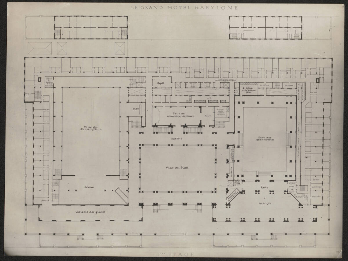 Anonym, Grand Hotel Babylon, Nizza, Grundrissentwurf 1. Etage