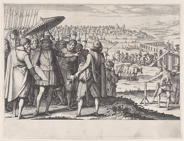 Jacques Callot, Restauration de L'Aqueduc de Pise (Restoring the Aqueduct in Pisa), from "La Vie de Ferdinand Ier de Medici" (The Life of Ferdinand I de'Medici)