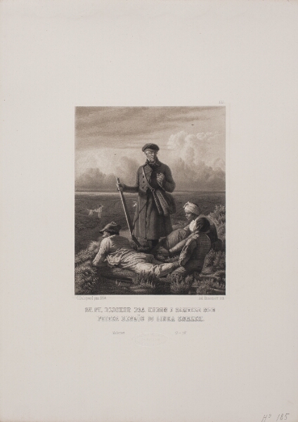 Adolph Kittendorff, St. St. Blicher på heden i samtale med Peiter benløs og Linka smælem