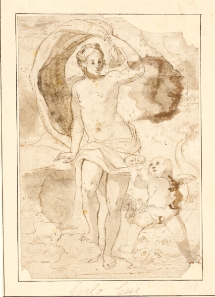 Guido Reni, Venus tilbydes perler i en muslingeskal af Amor, der rider på en delfin