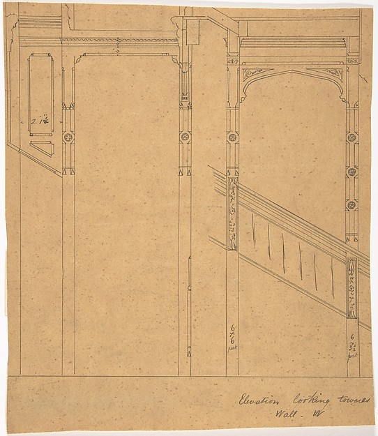 Anonymous, British, 19th century, Elevation of Staircase Wall