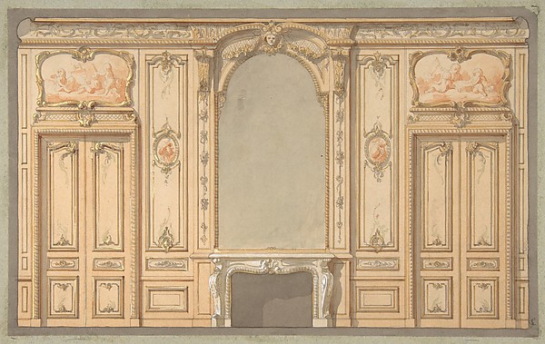 Jules-Edmond-Charles Lachaise, Design for wall panels, mirror, and fire mantle