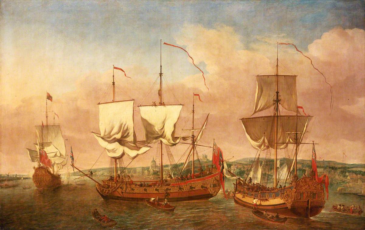Jan Griffier I, The 'Peregrine' and other royal yachts off Greenwich, circa 1710
