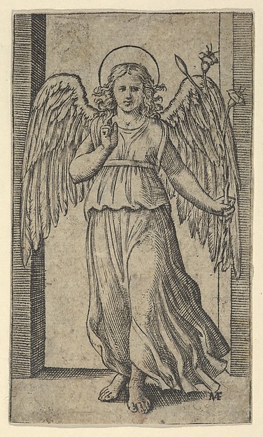 Marcantonio Raimondi, The Angel Gabriel standing,  from "Piccoli Santi" (Small Saints)