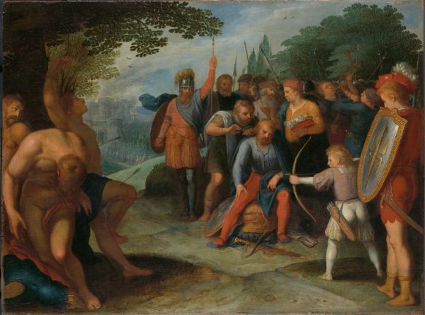 Otto van Veen, Julius Civilis Having his Hair Cut after the Fall of Vetera, while his Son Kills Some of the Captives