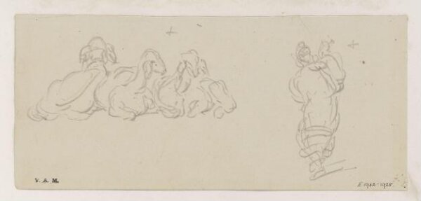 George Chinnery, Three goats, and a boatwoman carrying a child