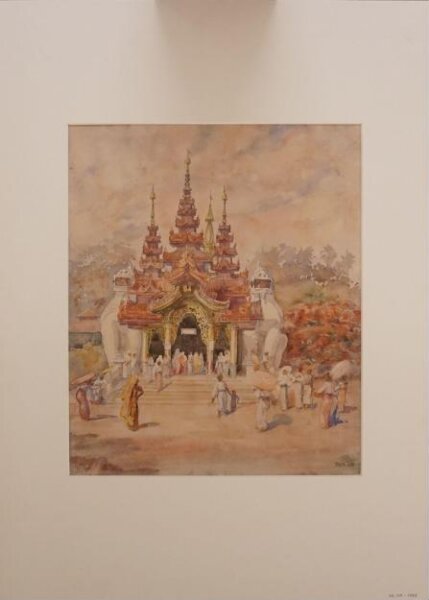Unknown, One of two drawings of Burmese scenes.