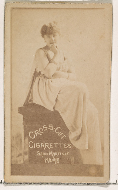 W. Duke, Sons & Co., Card Number 93, Sadie Martinot, from the Actors and Actresses series (N145-1) issued by Duke Sons & Co. to promote Cross Cut Cigarettes