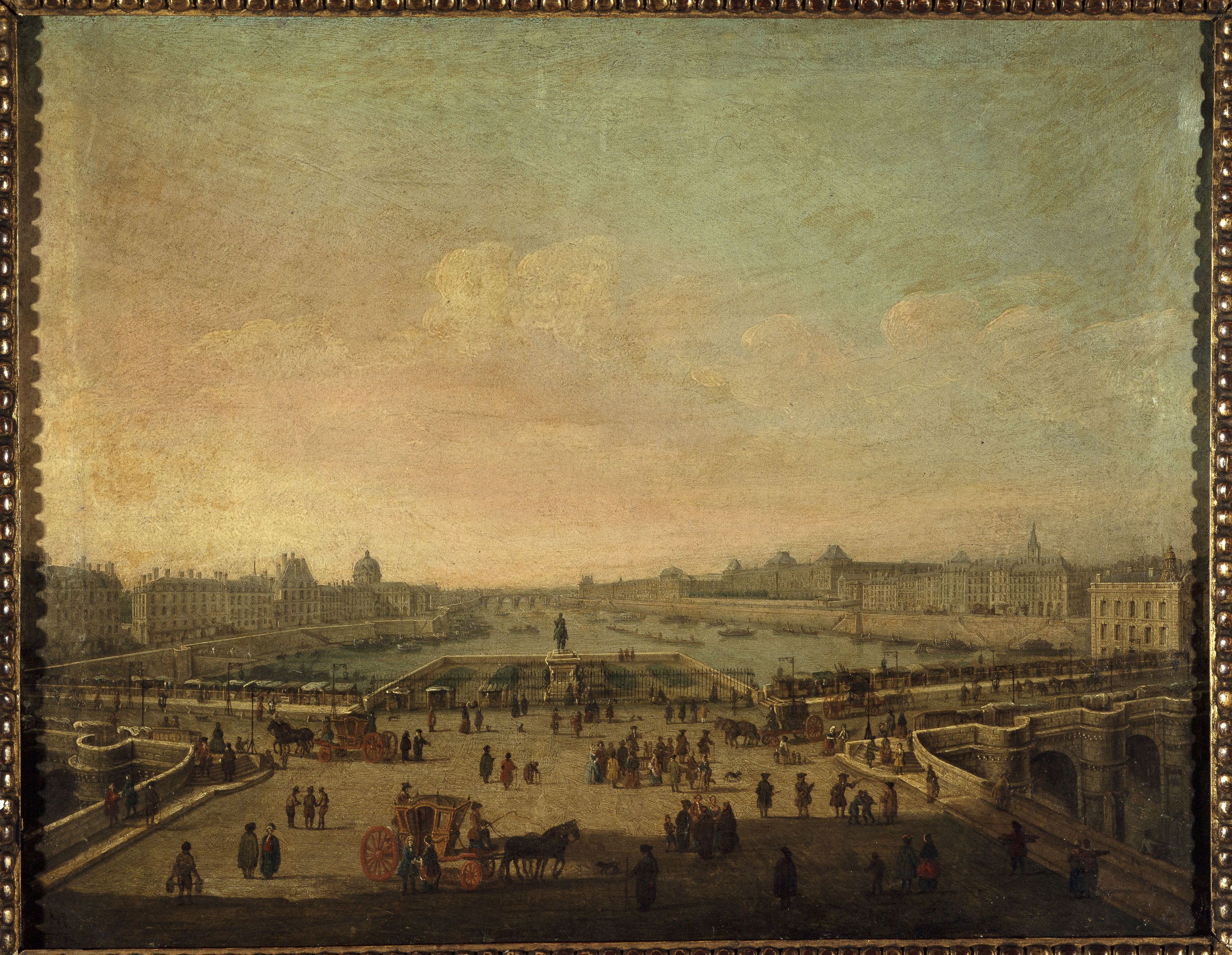 Anonyme, Le Pont-Neuf, vu de l'entrée de la place Dauphine, vers 1760, actuels 1er et 6ème arrondissements