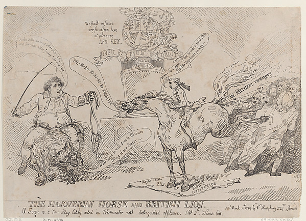Thomas Rowlandson, The Hanoverian Horse and British Lion
