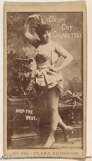 W. Duke, Sons & Co., Card Number 156, Clara Primrose, from the Actors and Actresses series (N145-2) issued by Duke Sons & Co. to promote Cross Cut Cigarettes