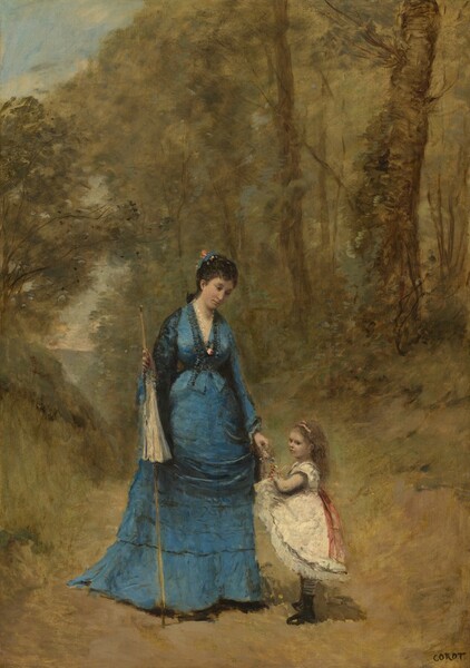 Jean-Baptiste-Camille Corot, Madame Stumpf and Her Daughter