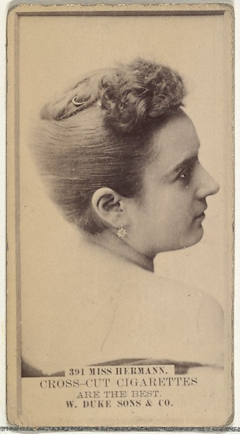 W. Duke, Sons & Co., Card Number 391, Miss Hermann, from the Actors and Actresses series (N145-3) issued by Duke Sons & Co. to promote Cross Cut Cigarettes