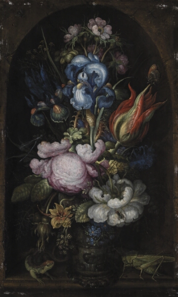Roelant Savery, Blomsterbuket i en stenniche
