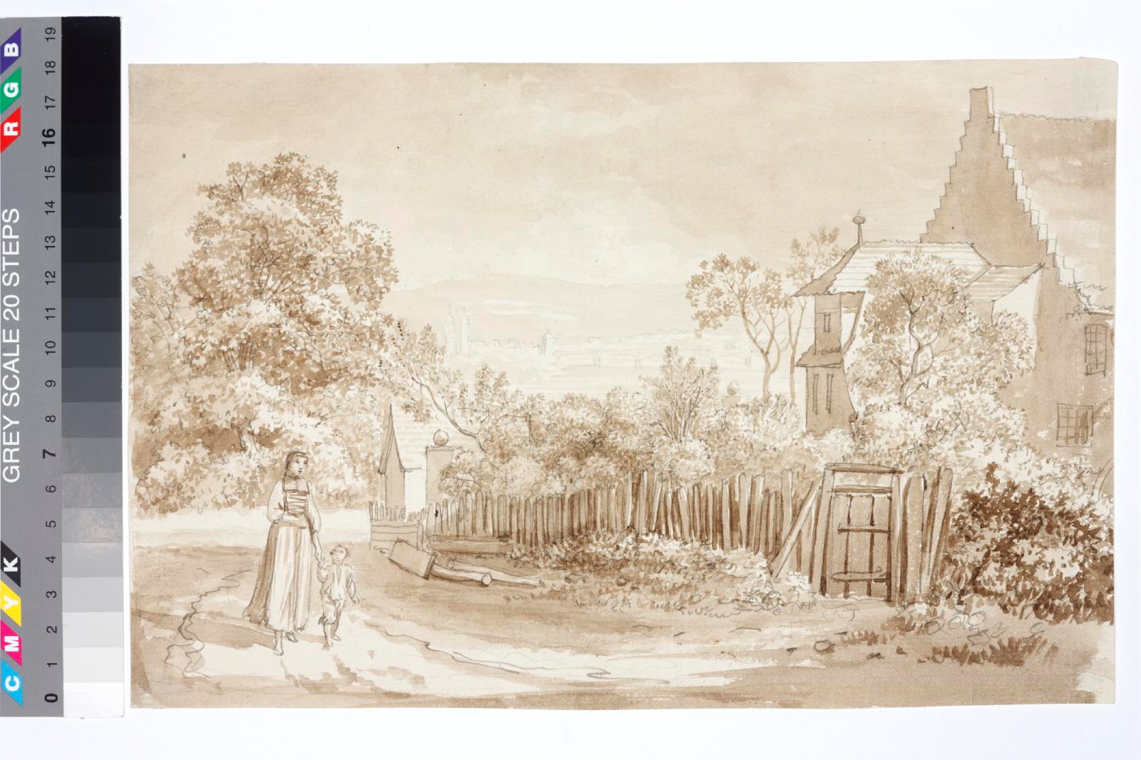 August Matthias (author) Hagen, Crowd woman with child on the road
