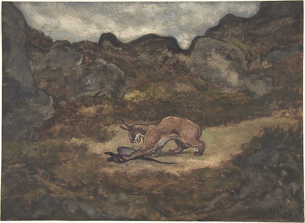 Antoine-Louis Barye, Caracal and Pheasant