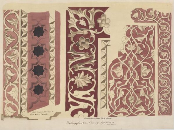 Unknown, One of twenty-nine drawings of details of architectural ornament taken from rubbings of stone decoration on monuments in Agra district, including Fatehpur Sikri and Sikandra.