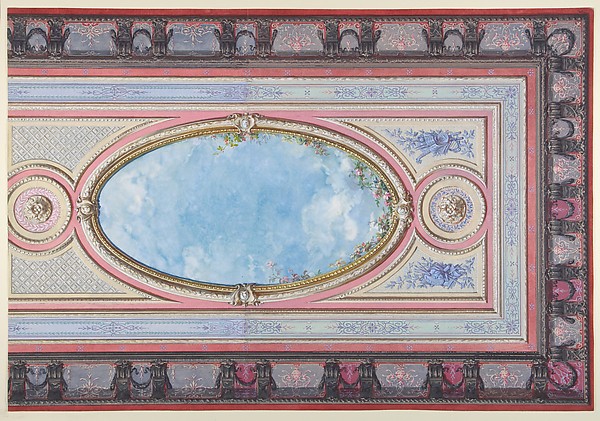Jules-Edmond-Charles Lachaise, Design for Ceiling: Gallery of Château de Magnitot (recto); Decorative Design (verso)