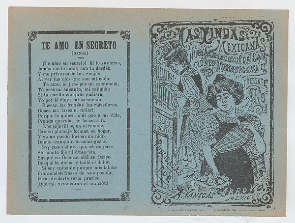José Guadalupe Posada, Cover for 'Las Lindas Mexicanas', two elegantly dressed women