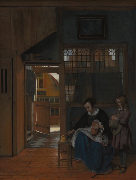 Pieter de Hooch, A Woman Preparing Bread and Butter for a Boy