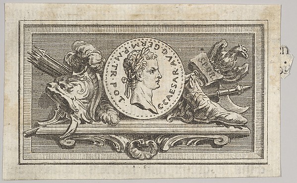 Augustin de Saint-Aubin, Medal with Portrait of Caligula in the 6th Book, from Tibère ou les six premiers livres es Annales de Tacite Traduits par M. l'abbé de la Bléterie Professeur d'Eloquence au Collège Royal et de l'Académie Royale des Inscriptions et Belles-lettres. A Paris de l'Imprimerie Royale