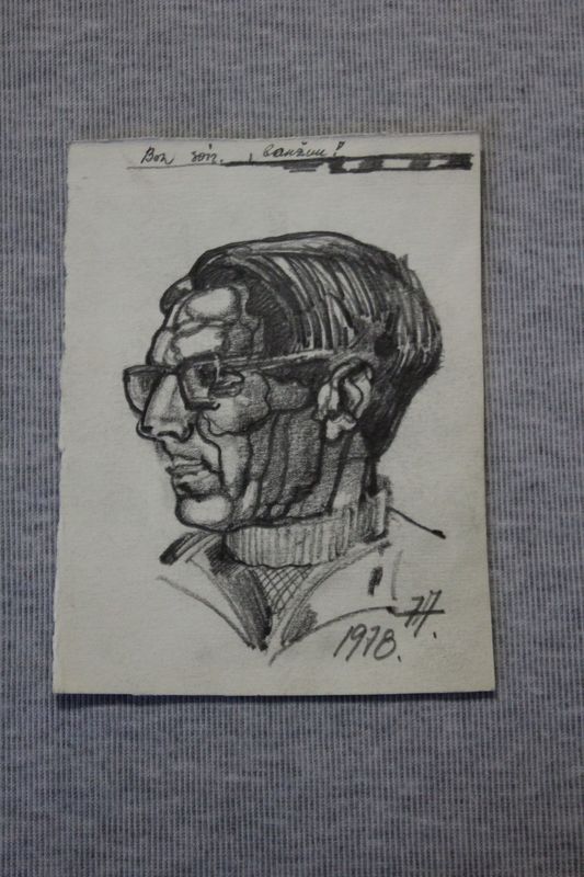 Jaak (autor) Adamson, visand: Juhan Smuuli poolportree (16x12,1cm) 1978.