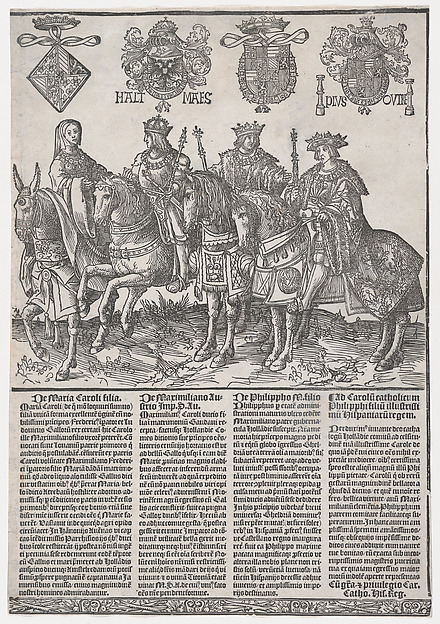Jacob Cornelisz van Oostsanen, Procession of the Counts and Countess of Holland on Horseback: Mary of Burgundy, Maximilian I, Philip the Fair, and Charles V