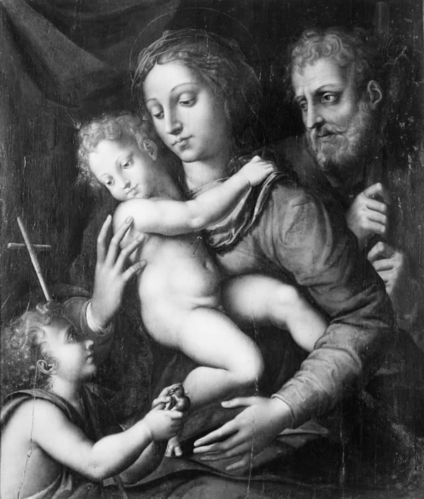 Giulio Romano, Den hellige Familie, Johannes med en lille fugl i hånden